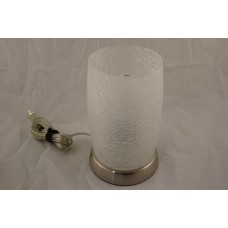 8.5 in. Brushed Nickel Accent Lamp with Frosted Crackled Glass Shade
